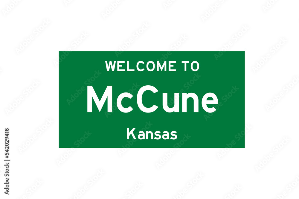 McCune, Kansas, USA. City limit sign on transparent background. McCune, Kansas, USA. City limit sign on transparent background.
