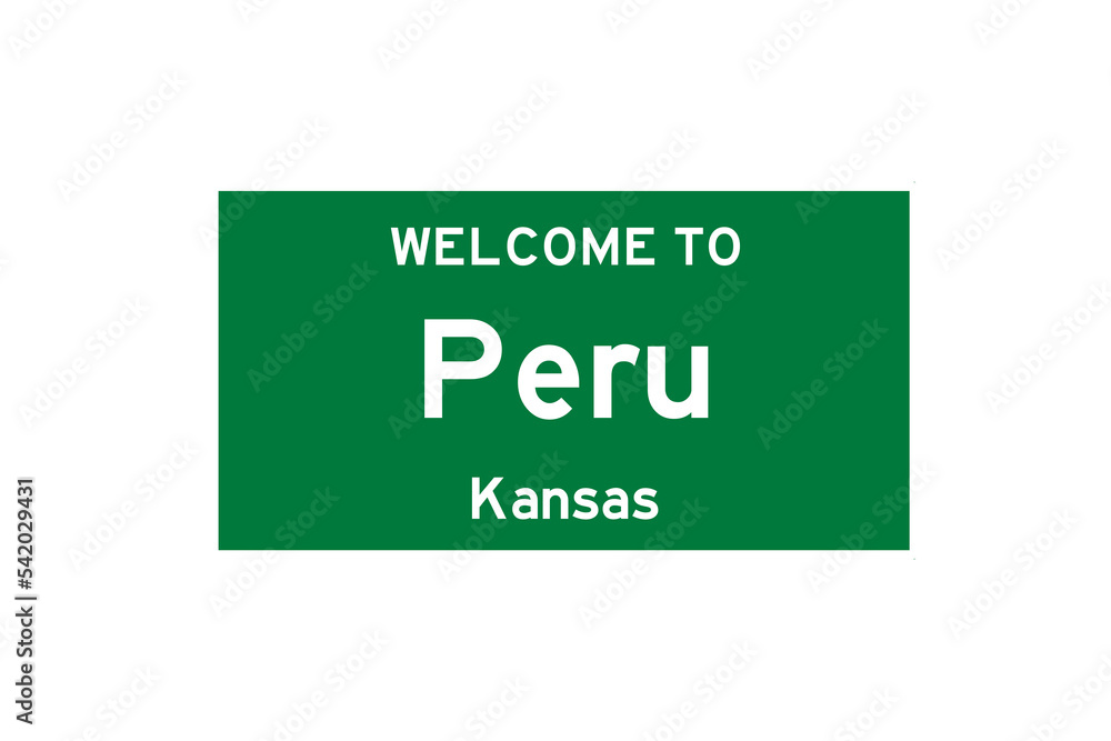Peru, Kansas, USA. City limit sign on transparent background. Peru, Kansas, USA. City limit sign on transparent background.