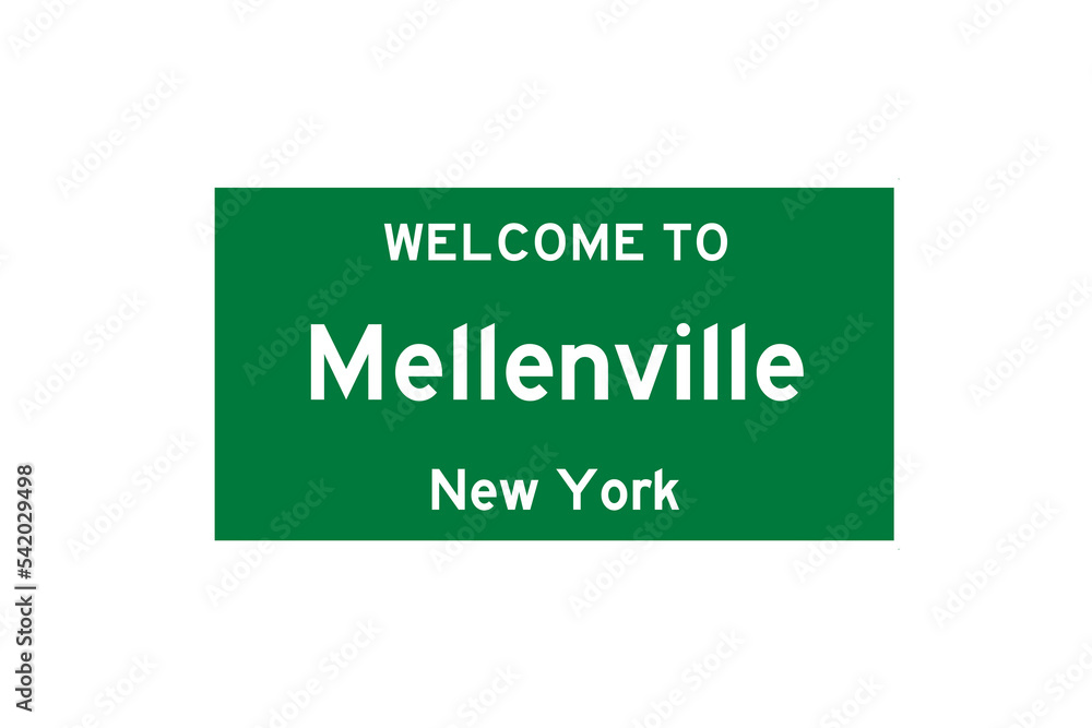 Mellenville, New York, USA. City limit sign on transparent background. Mellenville, New York, USA. City limit sign on transparent background.