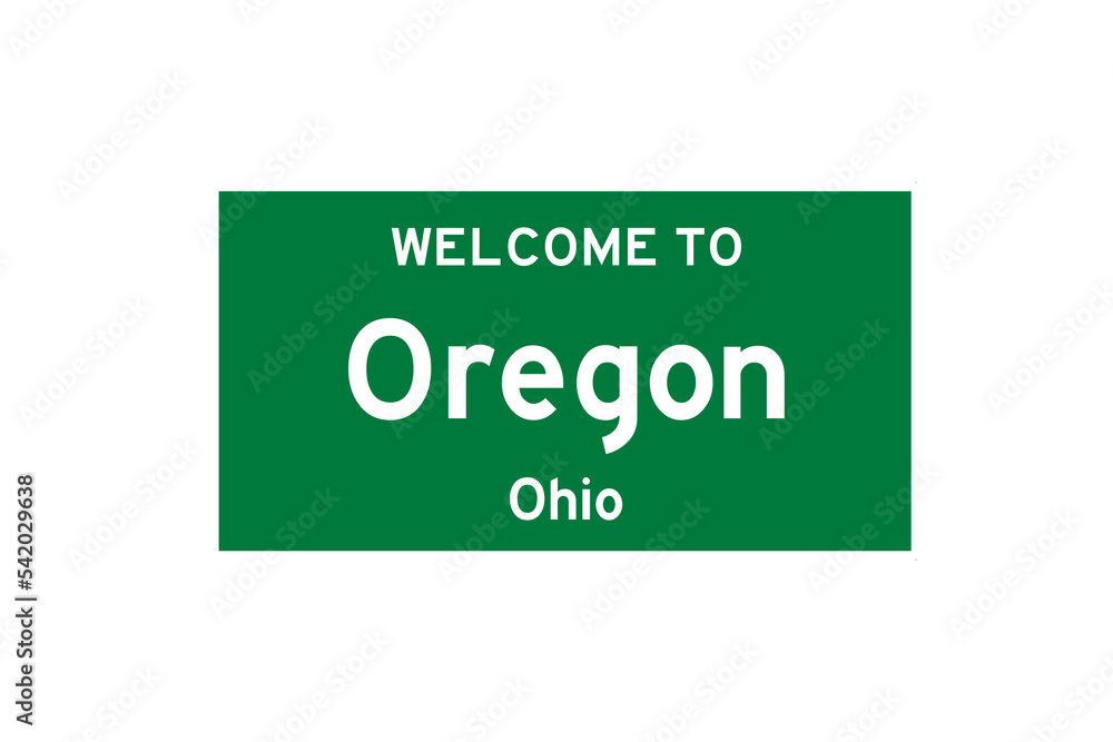 Oregon, Ohio, USA. City limit sign on transparent background. Oregon, Ohio, USA. City limit sign on transparent background.