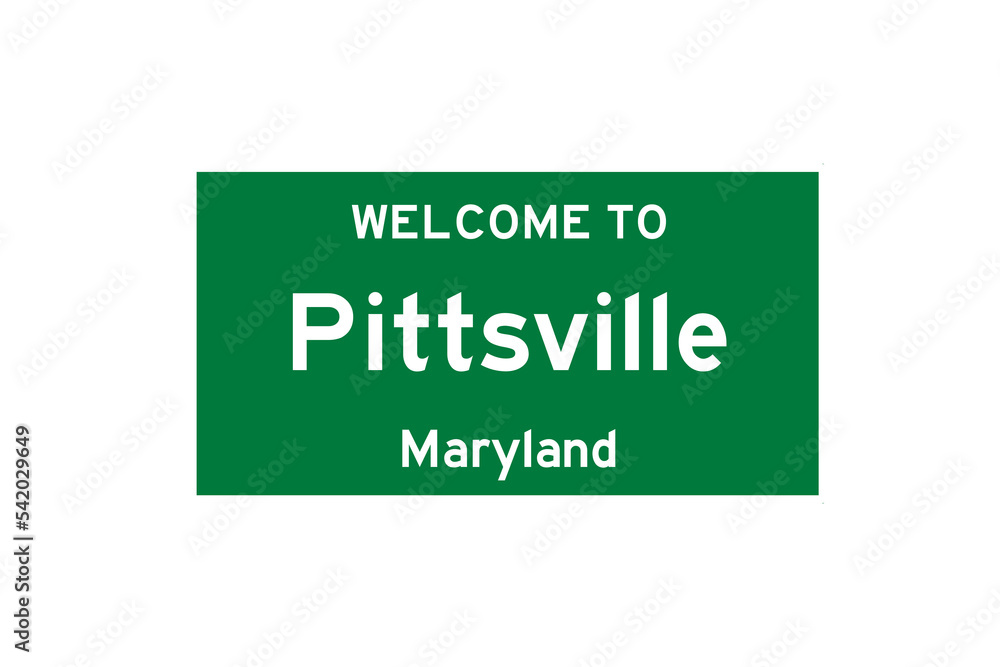 Pittsville, Maryland, USA. City limit sign on transparent background. Pittsville, Maryland, USA. City limit sign on transparent background.