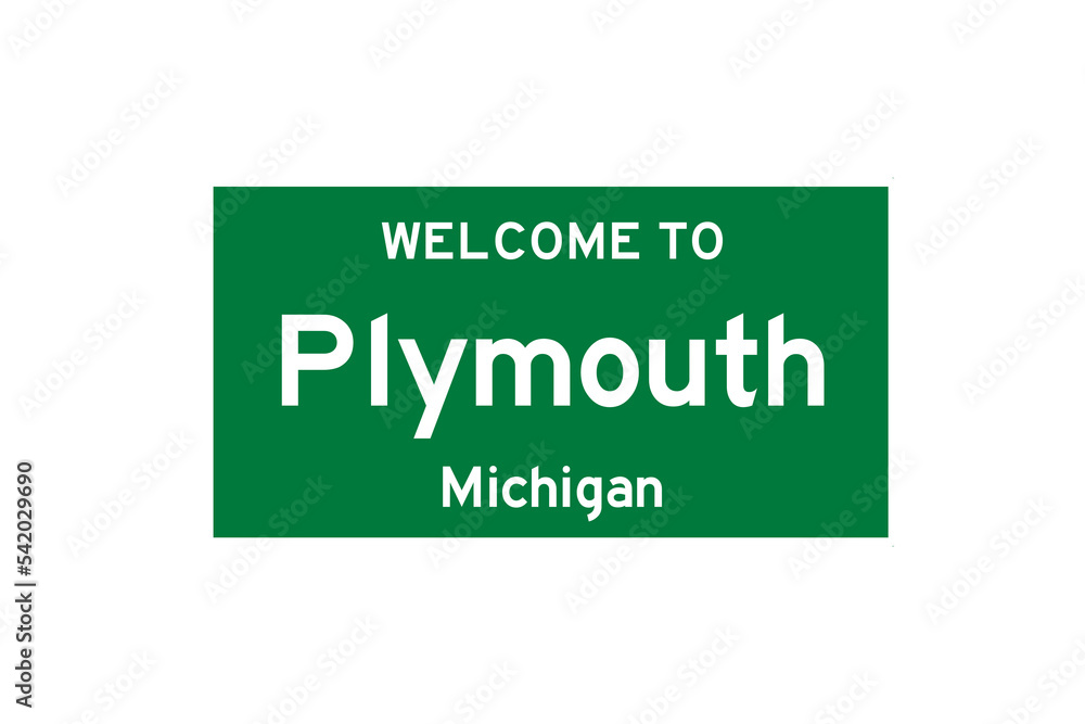 Plymouth, Michigan, USA. City limit sign on transparent background. Plymouth, Michigan, USA. City limit sign on transparent background.
