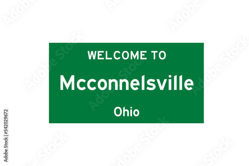 Mcconnelsville, Ohio, USA. City limit sign on transparent background.  photo