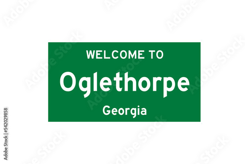 Oglethorpe, Georgia, USA. City limit sign on transparent background.  photo