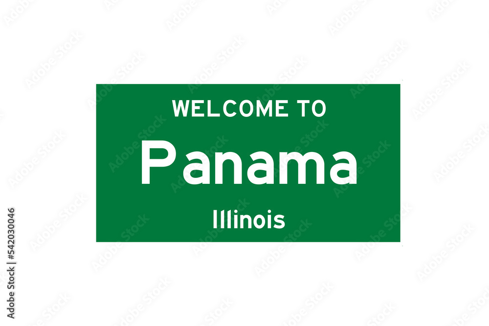 Panama, Illinois, USA. City limit sign on transparent background. Panama, Illinois, USA. City limit sign on transparent background.