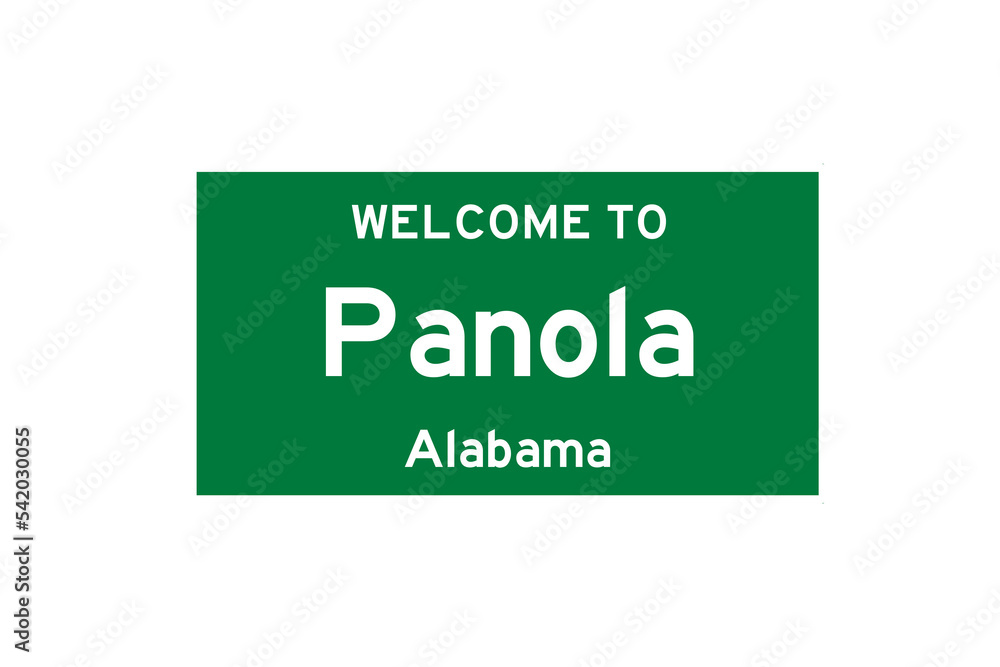 Panola, Alabama, USA. City limit sign on transparent background. Panola, Alabama, USA. City limit sign on transparent background.