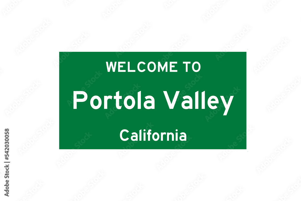 Portola Valley, California, USA. City limit sign on transparent background. Portola Valley, California, USA. City limit sign on transparent background.