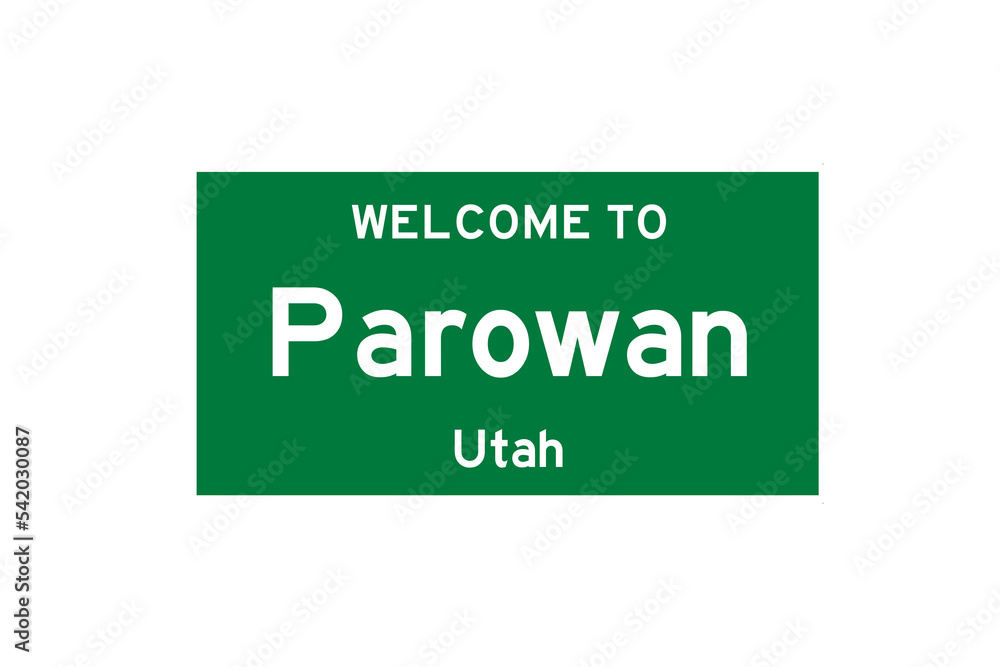 Parowan, Utah, USA. City limit sign on transparent background. Parowan, Utah, USA. City limit sign on transparent background.