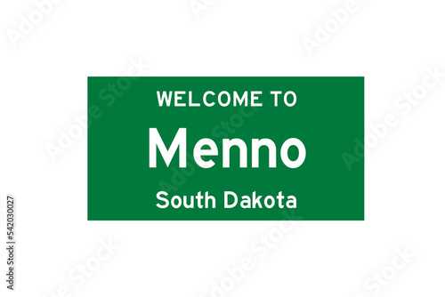 Menno, South Dakota, USA. City limit sign on transparent background.  photo