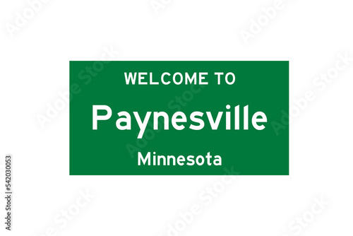 Paynesville, Minnesota, USA. City limit sign on transparent background.  photo