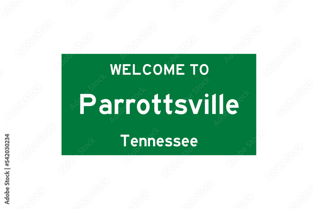 Parrottsville, Tennessee, USA. City limit sign on transparent background. Parrottsville, Tennessee, USA. City limit sign on transparent background.