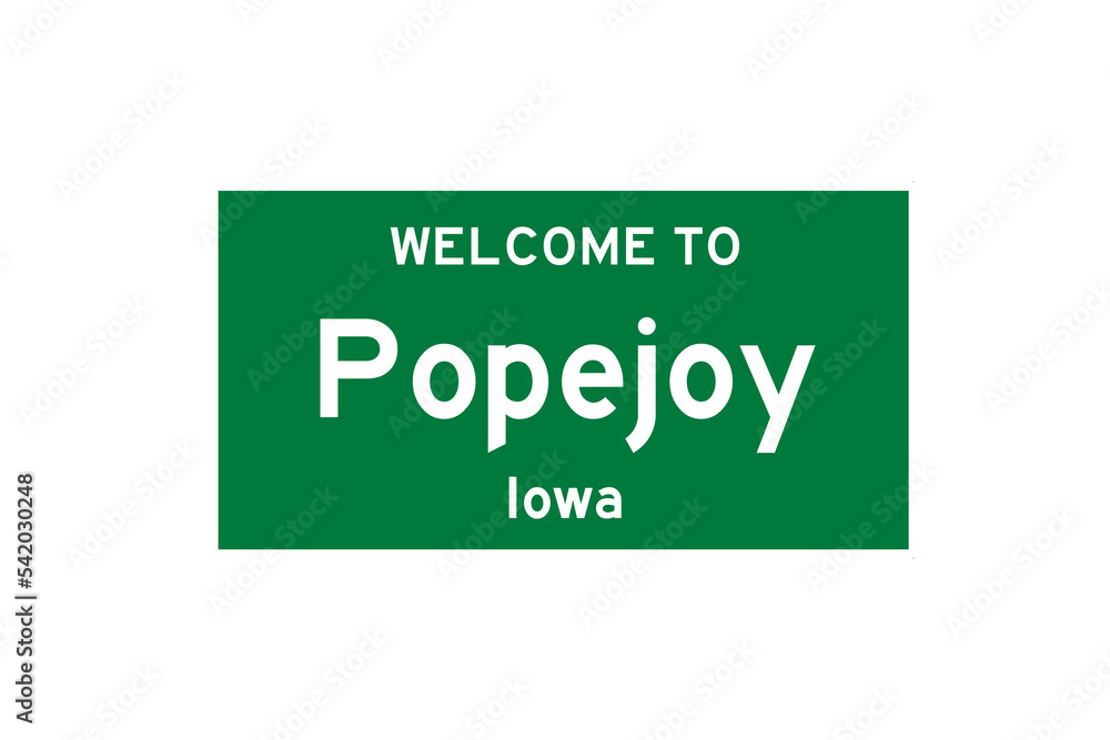 Popejoy, Iowa, USA. City limit sign on transparent background. Popejoy, Iowa, USA. City limit sign on transparent background.
