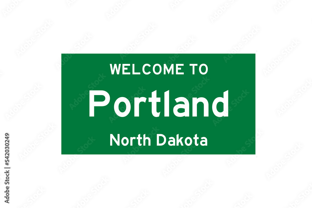 Portland, North Dakota, USA. City limit sign on transparent background. Portland, North Dakota, USA. City limit sign on transparent background.