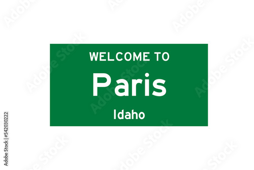 Paris, Idaho, USA. City limit sign on transparent background. 