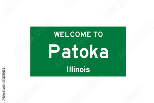 Patoka, Illinois, USA. City limit sign on transparent background.  photo