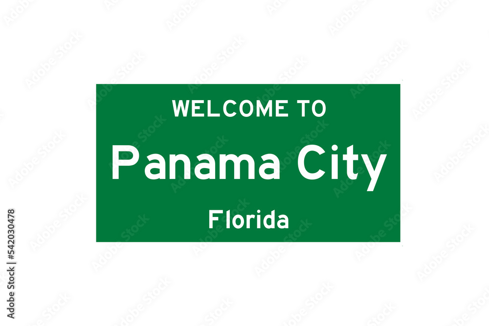 Panama City, Florida, USA. City limit sign on transparent background. Panama City, Florida, USA. City limit sign on transparent background.