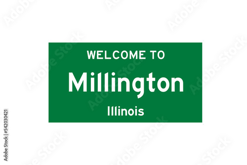 Millington, Illinois, USA. City limit sign on transparent background.  photo