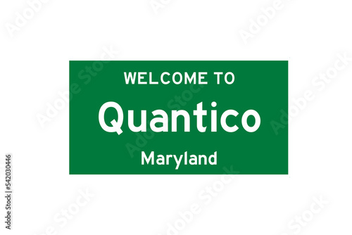 Quantico, Maryland, USA. City limit sign on transparent background.  photo