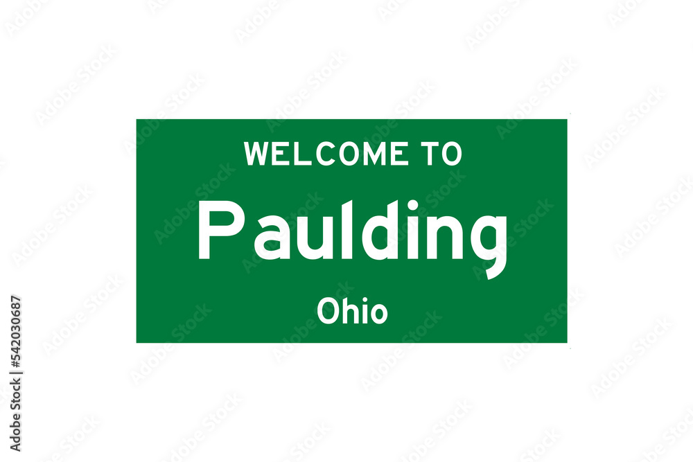 Paulding, Ohio, USA. City limit sign on transparent background. Paulding, Ohio, USA. City limit sign on transparent background.