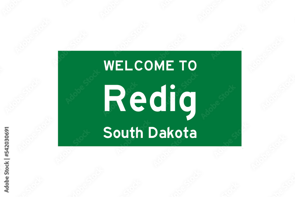 Redig, South Dakota, USA. City limit sign on transparent background. Redig, South Dakota, USA. City limit sign on transparent background.