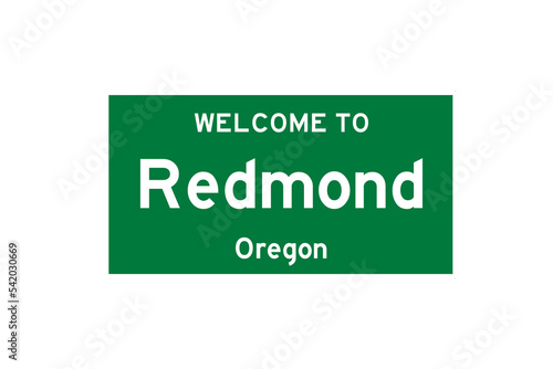 Redmond, Oregon, USA. City limit sign on transparent background.  photo