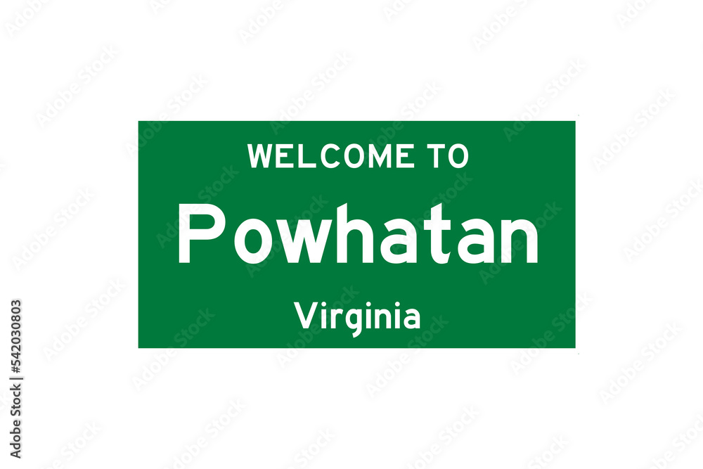 Powhatan, Virginia, USA. City limit sign on transparent background. Powhatan, Virginia, USA. City limit sign on transparent background.
