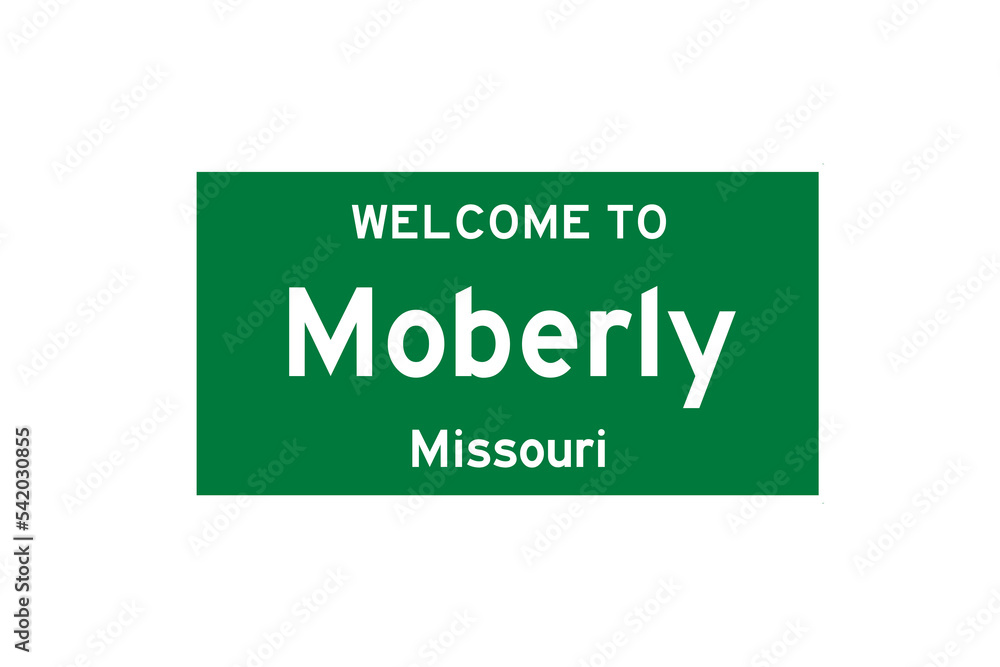 Moberly, Missouri, USA. City limit sign on transparent background. Moberly, Missouri, USA. City limit sign on transparent background.