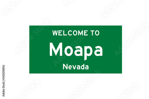Moapa, Nevada, USA. City limit sign on transparent background. 