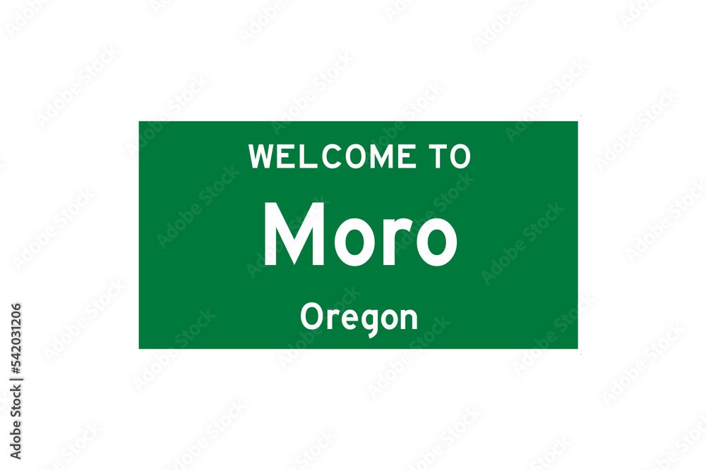 Moro, Oregon, USA. City limit sign on transparent background. Moro, Oregon, USA. City limit sign on transparent background.