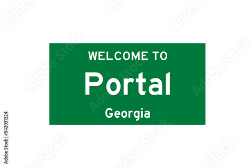 Portal, Georgia, USA. City limit sign on transparent background.  photo