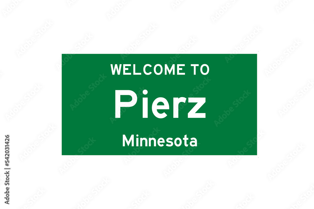 Pierz, Minnesota, USA. City limit sign on transparent background. Pierz, Minnesota, USA. City limit sign on transparent background.