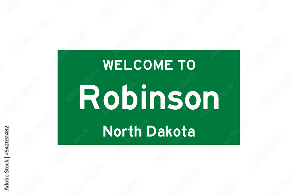 Robinson, North Dakota, USA. City limit sign on transparent background. Robinson, North Dakota, USA. City limit sign on transparent background.