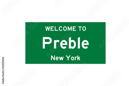 Preble, New York, USA. City limit sign on transparent background.  photo