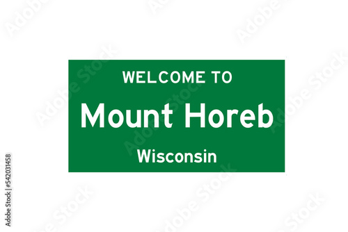 Mount Horeb, Wisconsin, USA. City limit sign on transparent background.  photo