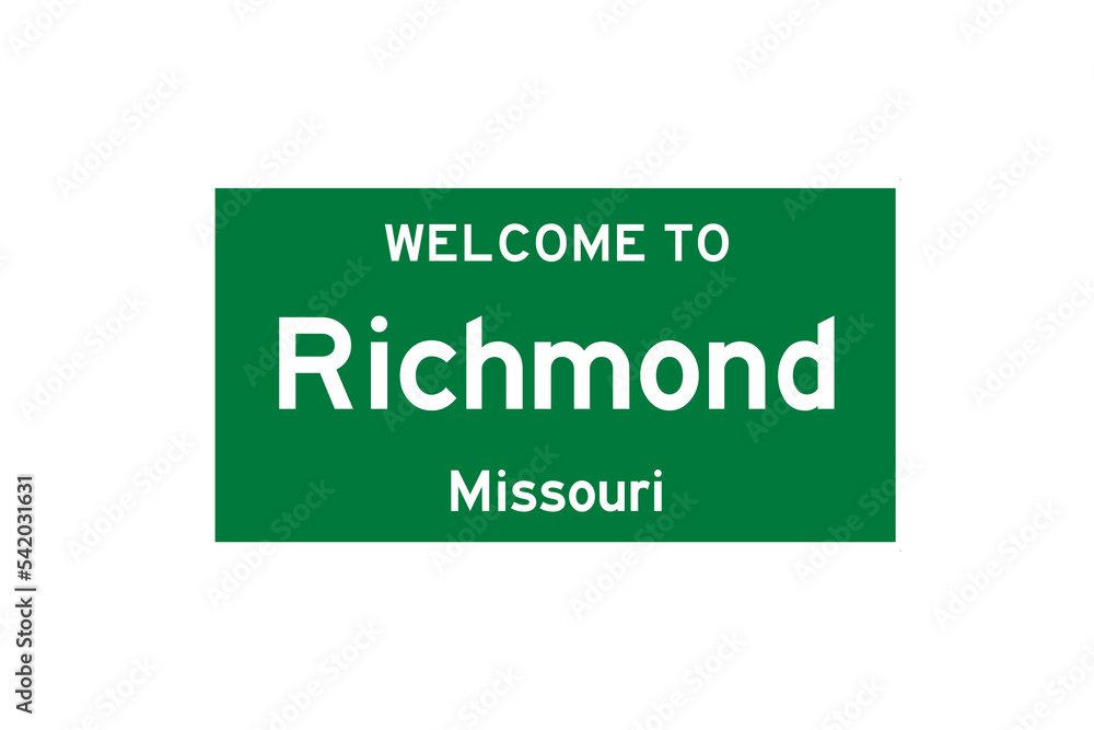 Richmond, Missouri, USA. City limit sign on transparent background. Richmond, Missouri, USA. City limit sign on transparent background.