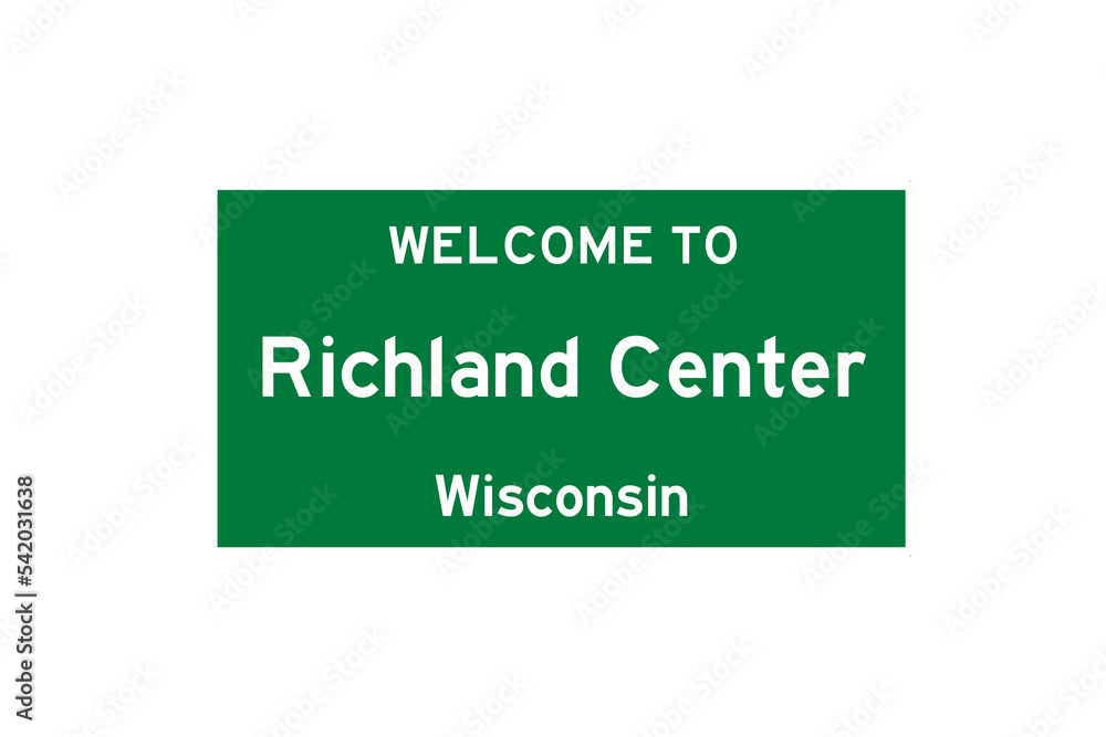 Richland Center, Wisconsin, USA. City limit sign on transparent background. 