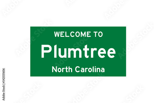 Plumtree, North Carolina, USA. City limit sign on transparent background.  photo