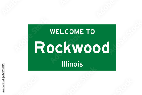 Rockwood, Illinois, USA. City limit sign on transparent background.  photo