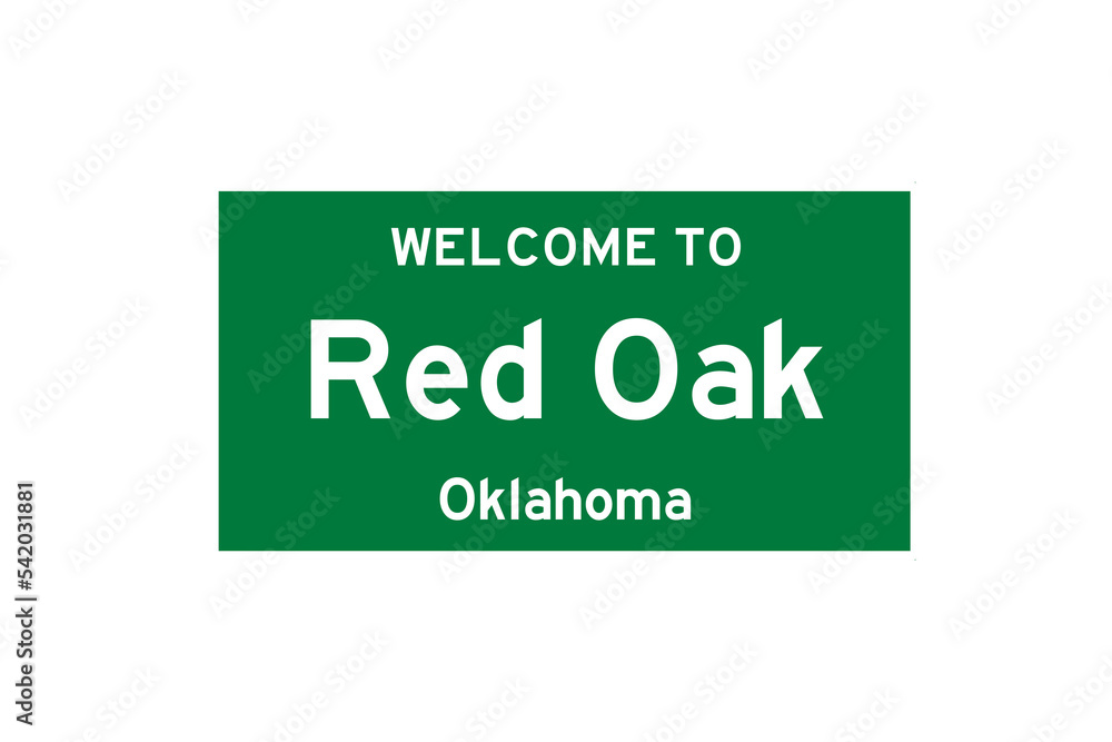 Red Oak, Oklahoma, USA. City limit sign on transparent background. Red Oak, Oklahoma, USA. City limit sign on transparent background.