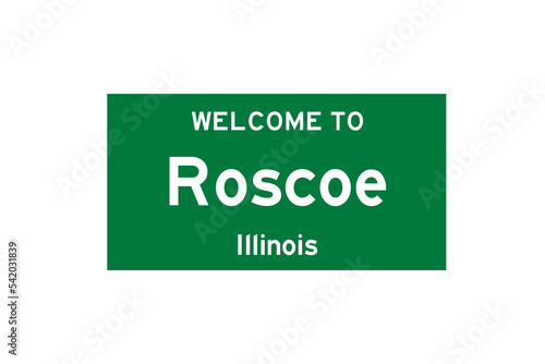 Obraz na płótnie Roscoe, Illinois, USA. City limit sign on transparent background. w salonie