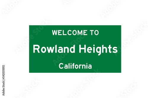 Rowland Heights, California, USA. City limit sign on transparent background.  photo