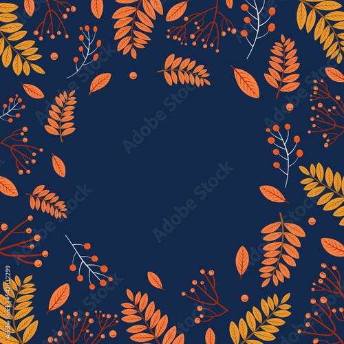 Trendy square templates with floral elements. Autumn leaves. suitable for social networks, postcards, banners, web
