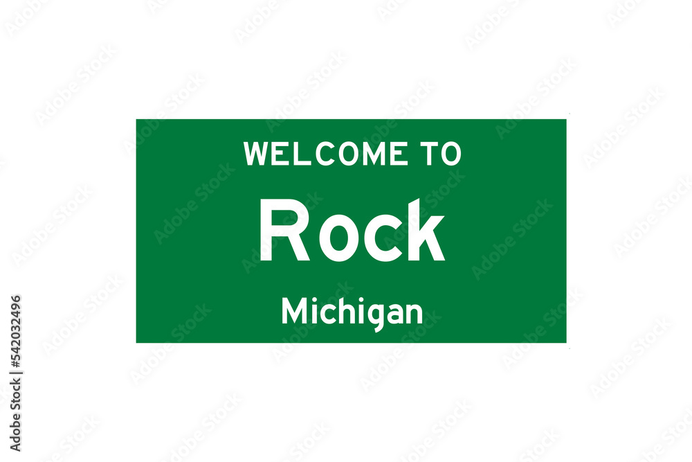 Rock, Michigan, USA. City limit sign on transparent background. Rock, Michigan, USA. City limit sign on transparent background.