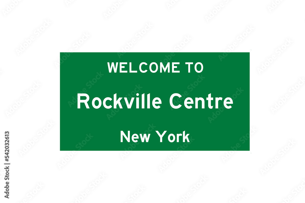 Rockville Centre, New York, USA. City limit sign on transparent background. 