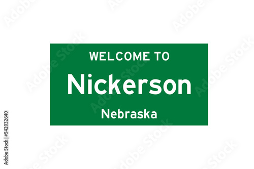 Nickerson, Nebraska, USA. City limit sign on transparent background.  photo