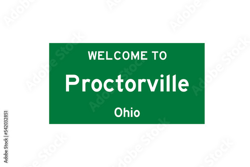 Proctorville, Ohio, USA. City limit sign on transparent background.  photo