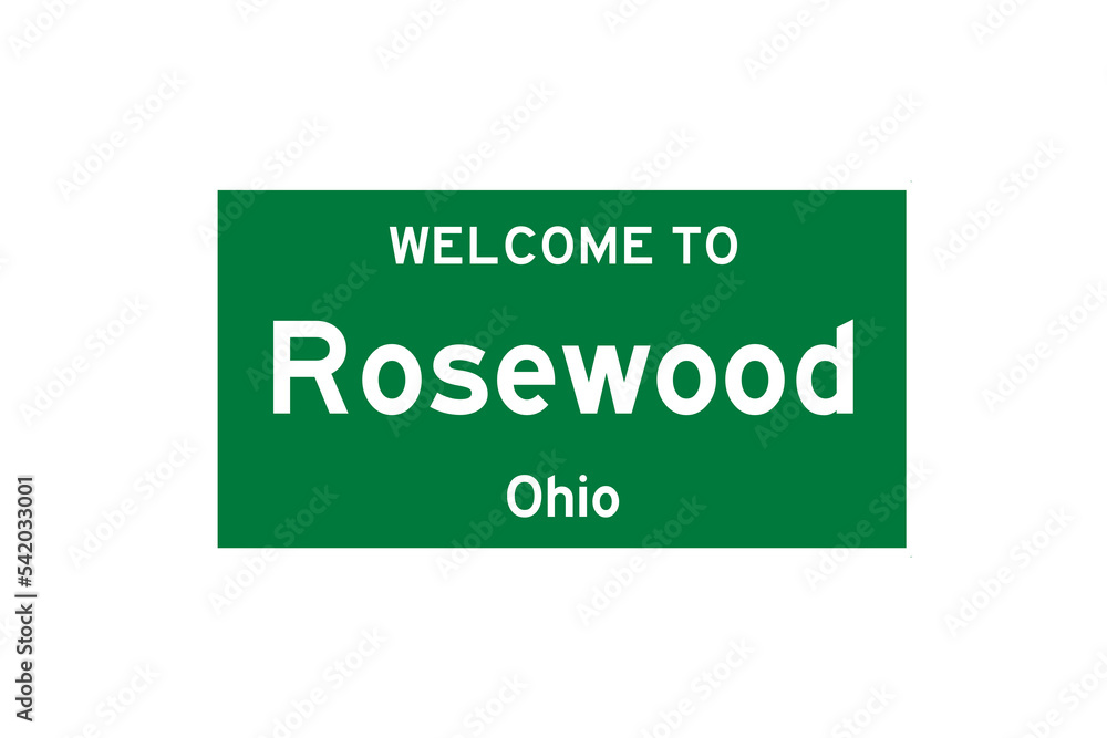 Rosewood, Ohio, USA. City limit sign on transparent background. Rosewood, Ohio, USA. City limit sign on transparent background.