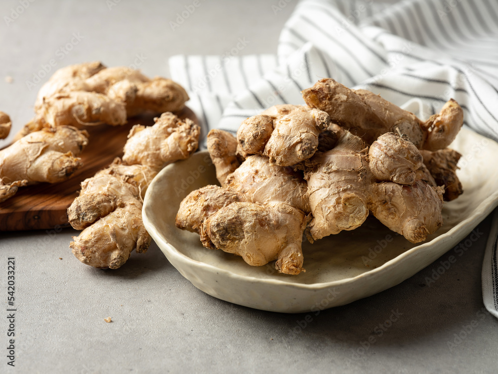 fresh ginger on a plate fresh ginger on a plate