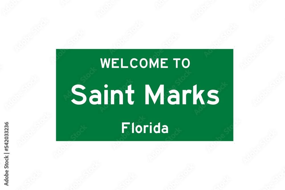 Saint Marks, Florida, USA. City limit sign on transparent background. Saint Marks, Florida, USA. City limit sign on transparent background.