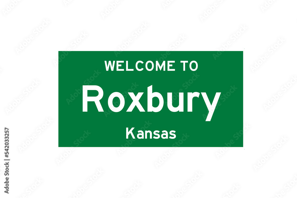 Roxbury, Kansas, USA. City limit sign on transparent background. Roxbury, Kansas, USA. City limit sign on transparent background.